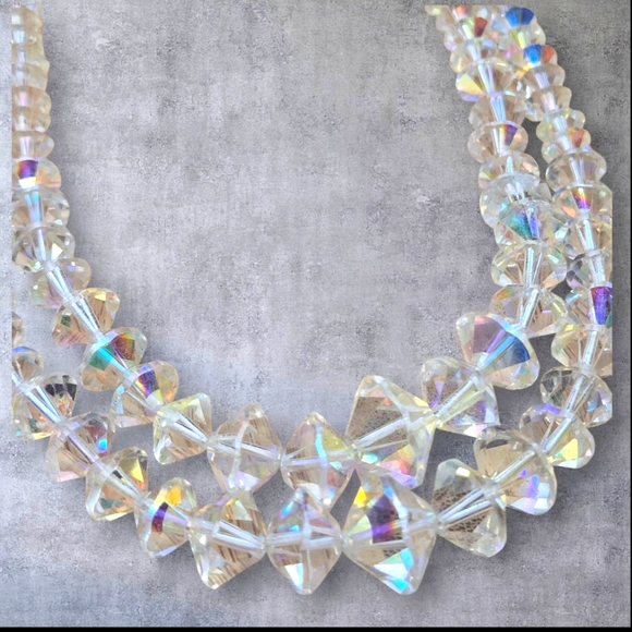 Jewelry - Vintage Double 2 Layered Crystal AB Necklace. AURORA BOREALIS